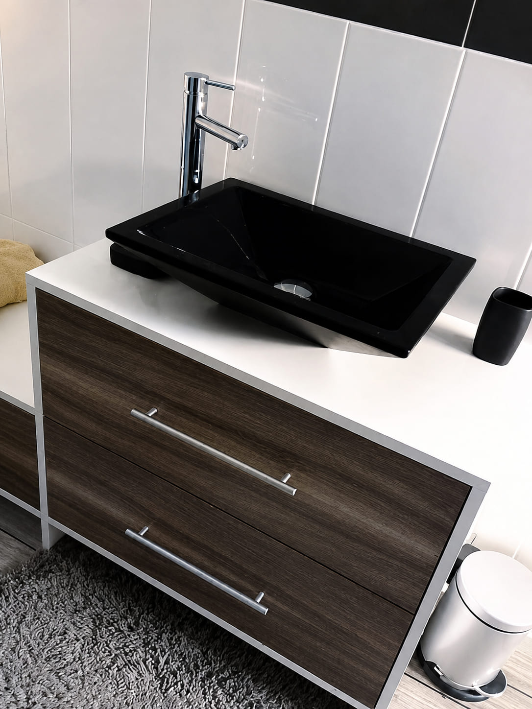Compact bathroom cabinet and storage
