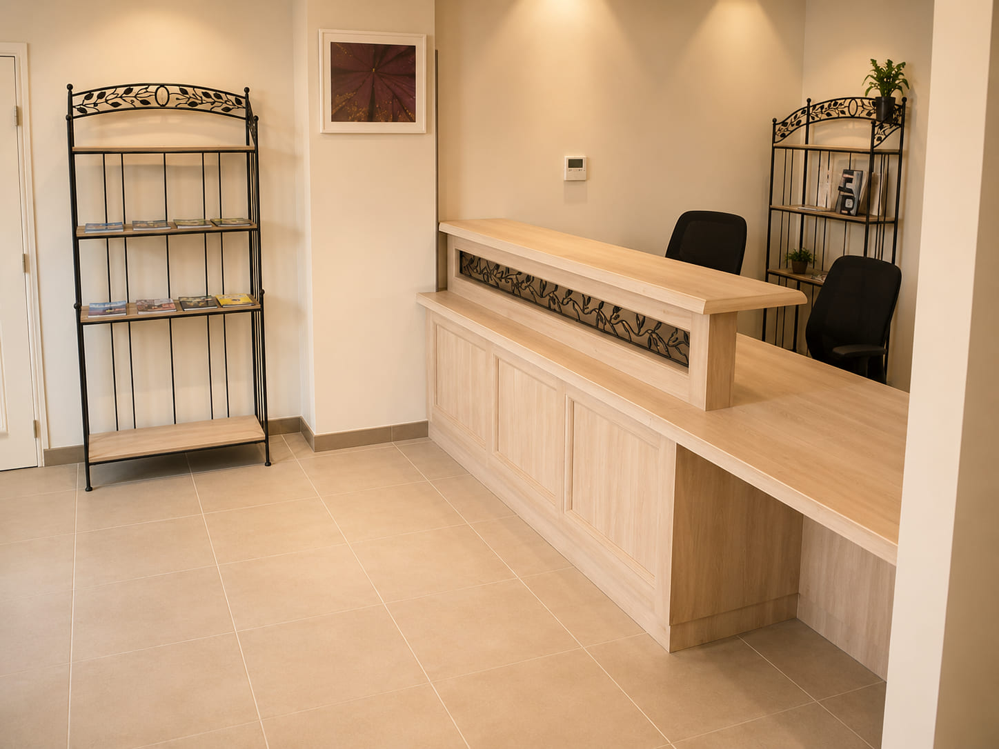 Reception desk built for an office interior