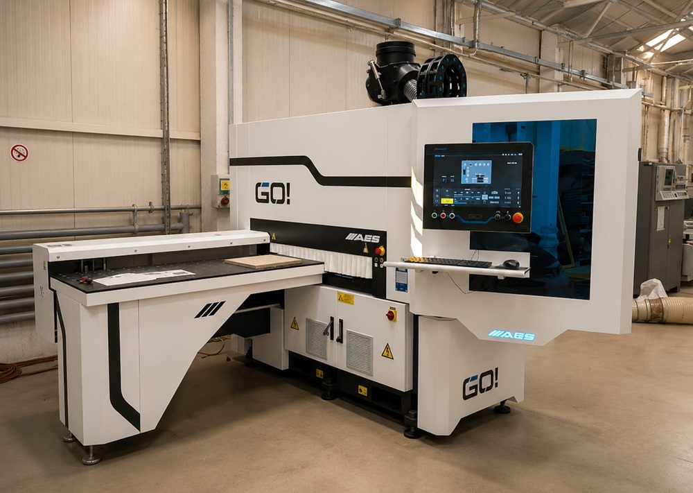 CNC machining centre processing a panel