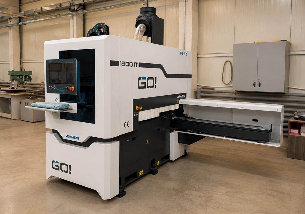 CNC machining centre processing a panel