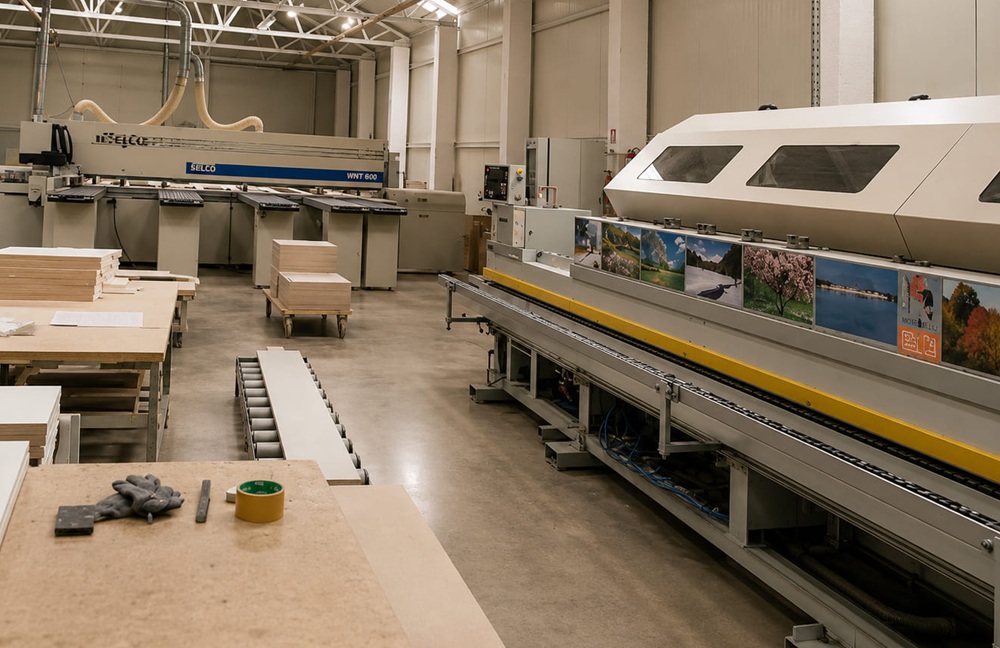 Assembly bench with finished components